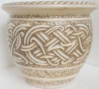Горшок из керамики "Лада" с росписью с поддоном