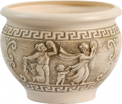 Горшок из керамики "Олимпия" с росписью с поддоном